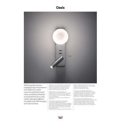 Redo 01-2992 - LED Nástěnné svítidlo OASIS LED/3W/230V + 1xG9/10W USB CRI 90 bronzová