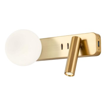 Redo 01-2992 - LED Nástěnné svítidlo OASIS LED/3W/230V + 1xG9/10W USB CRI 90 bronzová
