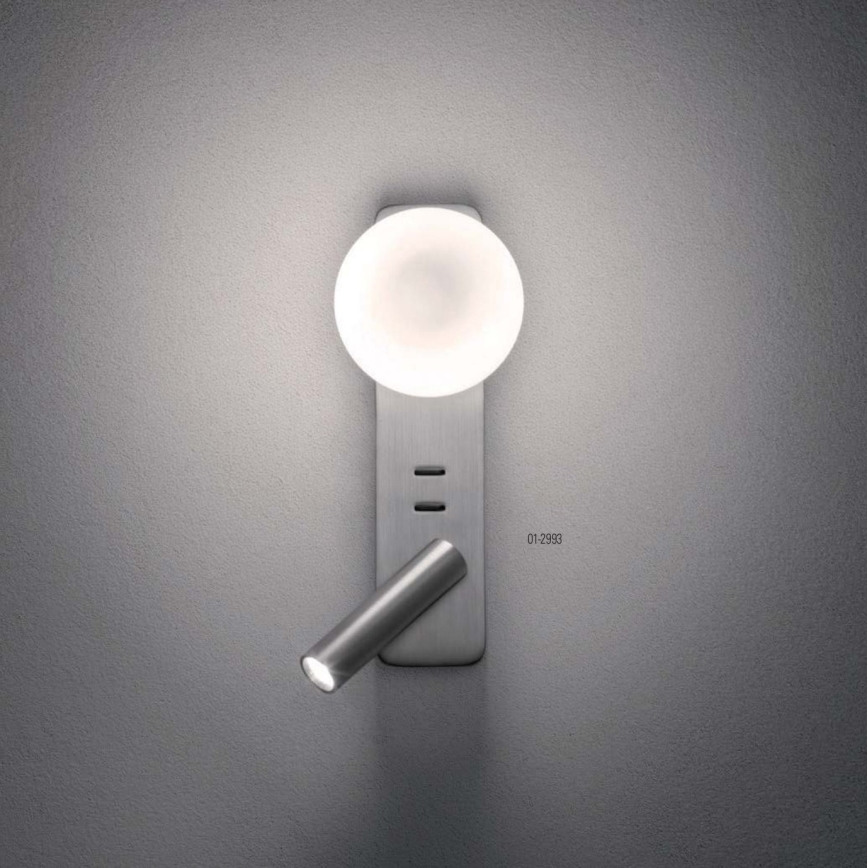 Redo 01-2993 - LED Nástěnné svítidlo OASIS LED/3W/230V + 1xG9/10W USB CRI 90 lesklý chrom