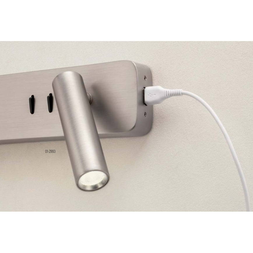 Redo 01-2993 - LED Nástěnné svítidlo OASIS LED/3W/230V + 1xG9/10W USB CRI 90 lesklý chrom