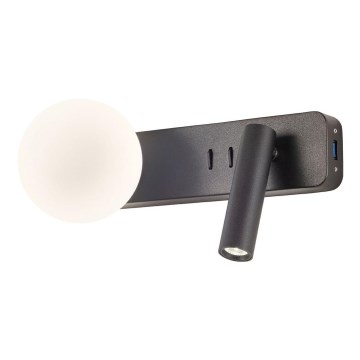 Redo 01-2994 - LED Nástěnné svítidlo OASIS LED/3W/230V + 1xG9/10W USB CRI 90 černá
