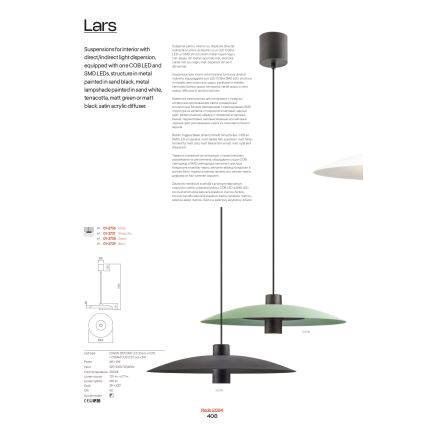 Redo 01-3021 - LED Lustr na lanku LARS LED/14W/230V + LED/10W pr. 60 cm CRI 90 černá