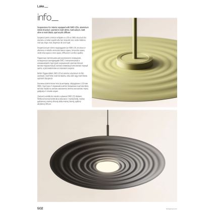 Redo 01-3046 - LED Lustr na lanku LAKE LED/13W/230V CRI 90 pr. 50 cm zelená