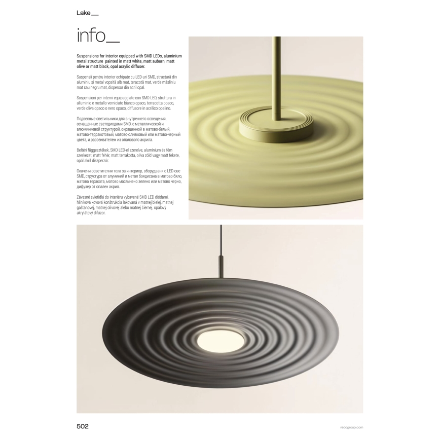 Redo 01-3046 - LED Lustr na lanku LAKE LED/13W/230V CRI 90 pr. 50 cm zelená