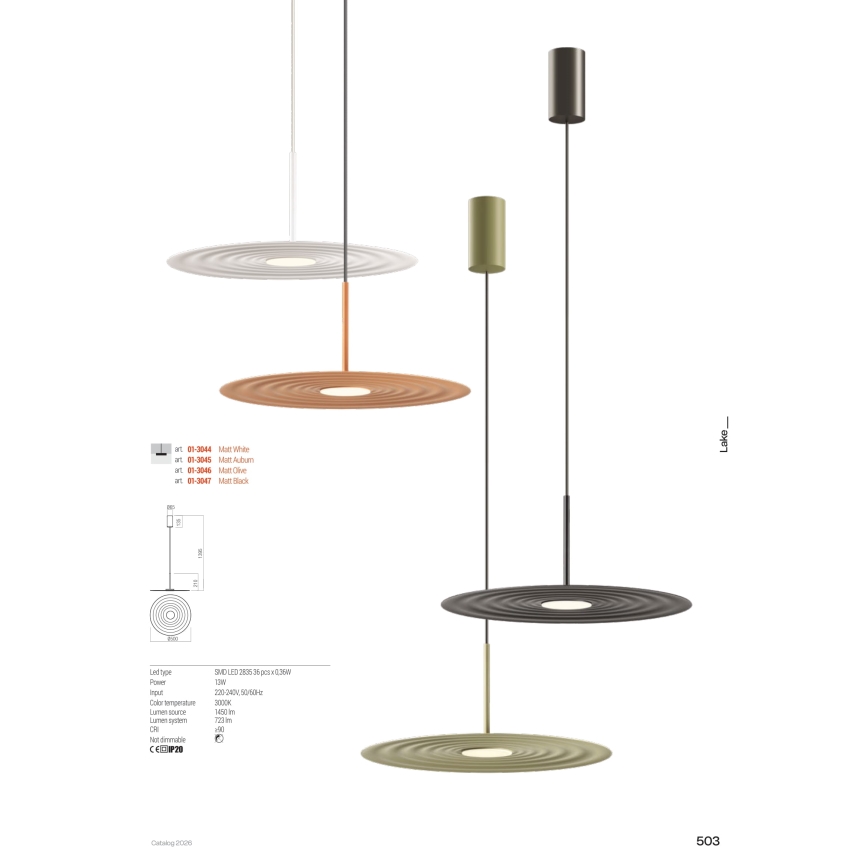 Redo 01-3046 - LED Lustr na lanku LAKE LED/13W/230V CRI 90 pr. 50 cm zelená