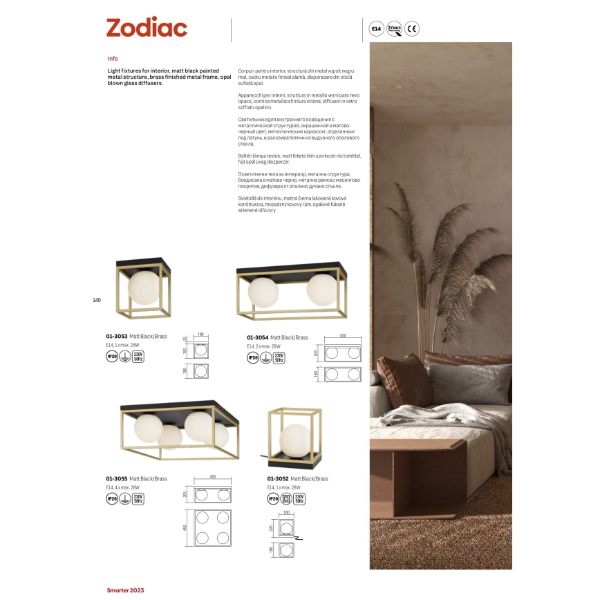 Redo 01-3052 - Stolní lampa ZODIAC 1xE14/28W/230V