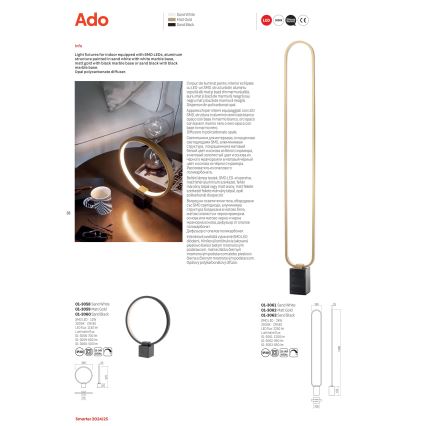Redo 01-3063 - LED Stmívatelná stojací lampa ADO LED/24W/230V černá