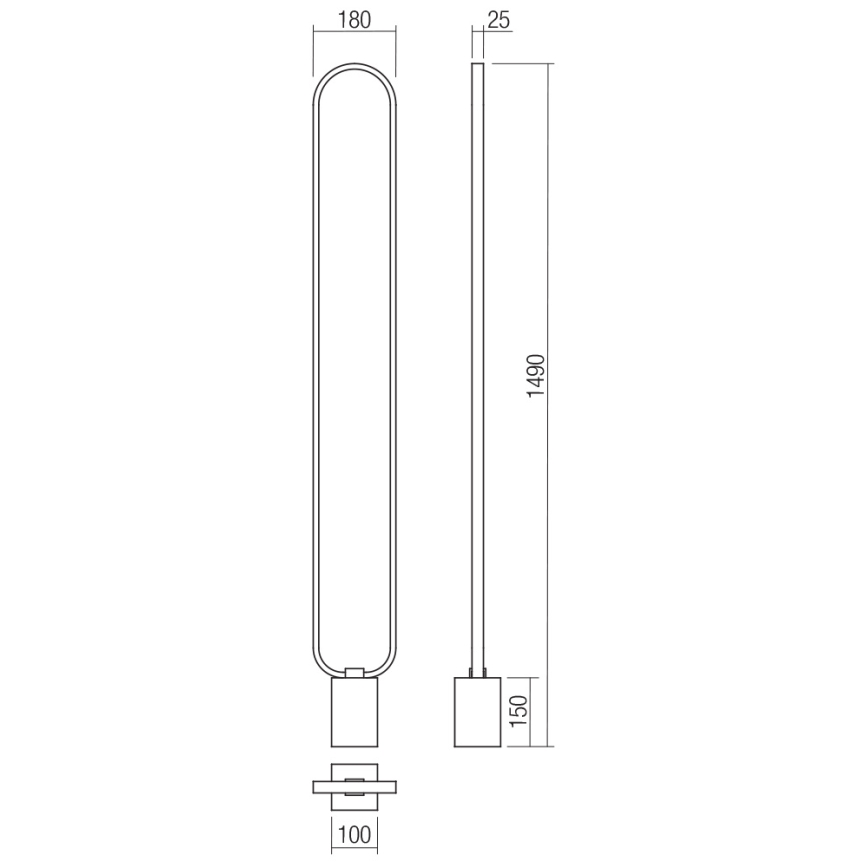 Redo 01-3063 - LED Stmívatelná stojací lampa ADO LED/24W/230V černá