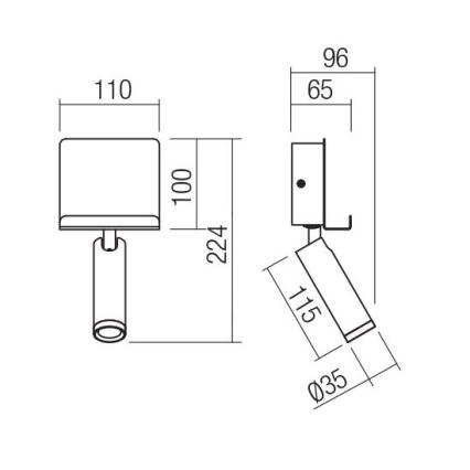 Redo 01-3084 - LED Nástěnné bodové svítidlo PANEL LED/3,5W/230V USB černá