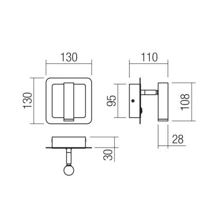 Redo 01-3092 - LED Nástěnné bodové svítidlo CLOSER LED/6W/230V černá