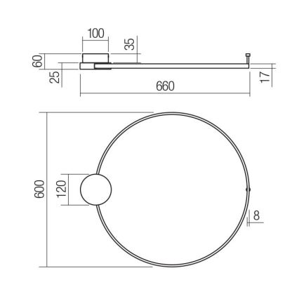 Redo 01-3103 - LED Nástěnné svítidlo ATOM LED/20W/230V pr. 60 cm