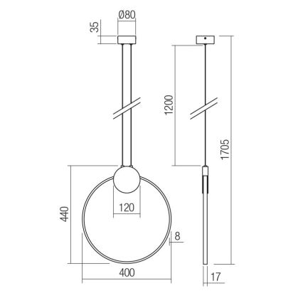 Redo 01-3106 - LED Lustr na lanku ATOM LED/11W/230V pr. 40 cm