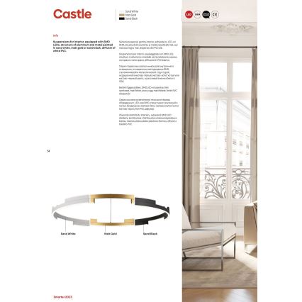 Redo 01-3172 - LED Stmívatelný lustr na lanku CASTLE LED/36W/230V zlatá