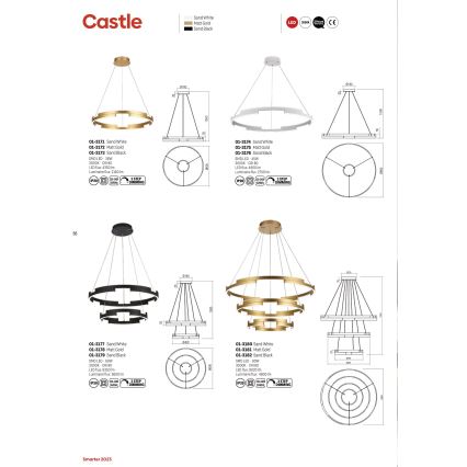 Redo 01-3175 - LED Stmívatelný lustr na lanku CASTLE LED/45W/230V zlatá