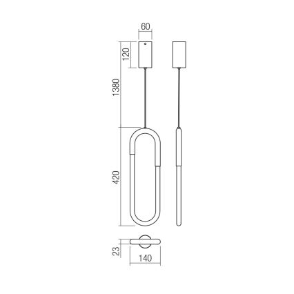 Redo 01-3183 - LED Stmívatelný lustr na lanku LATIUM LED/9W/230V mosaz