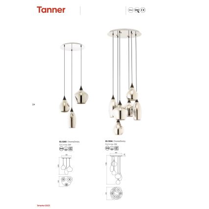 Redo 01-3194 - Lustr na lanku TANNER 6xE14/28W/230V pr. 47,2 cm