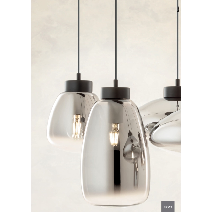 Redo 01-3212 - Lustr na lanku LUKE 6xE27/42W/230V černá