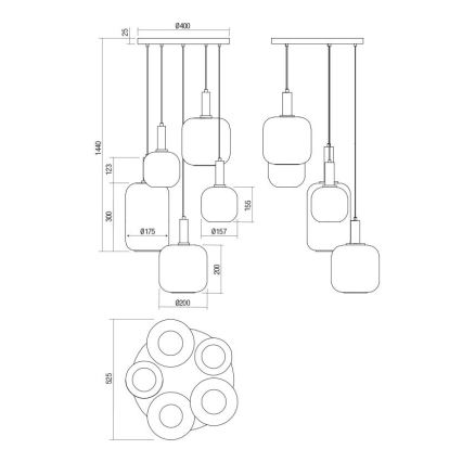 Redo 01-3214 - Lustr na lanku BRINA 5xE27/23W/230V