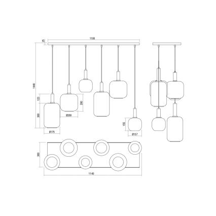 Redo 01-3215 - Lustr na lanku BRINA 6xE27/23W/230V