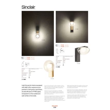 Redo 01-3239 - LED Nástěnné svítidlo SINCLAIR LED/6,5W/230V CRI 93 IP21 zlatá