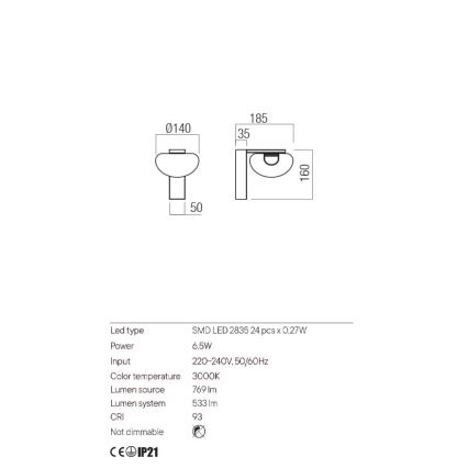 Redo 01-3241 - LED Nástěnné svítidlo SINCLAIR LED/6,5W/230V CRI 93 IP21 zlatá