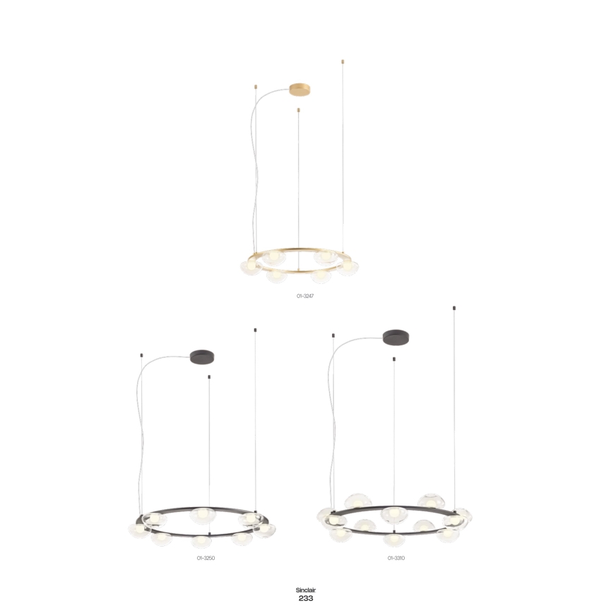 Redo 01-3247- LED Stmívatelný lustr na lanku SINCLAIR LED/37,2W/230V CRI 93 IP21 zlatá