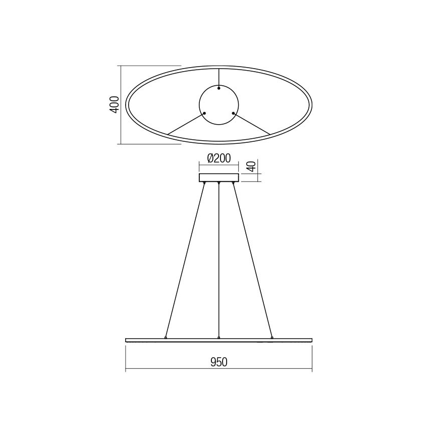Redo 01-3339 - LED Stmívatelný lustr na lanku LEO LED/48W/230V 3000/4000K CRI 90 černá