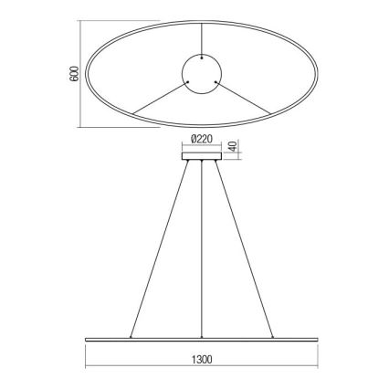 Redo 01-3341 - LED Stmívatelný lustr na lanku LEO LED/67W/230V 3000/4000K CRI 90 60x130 cm bronzová