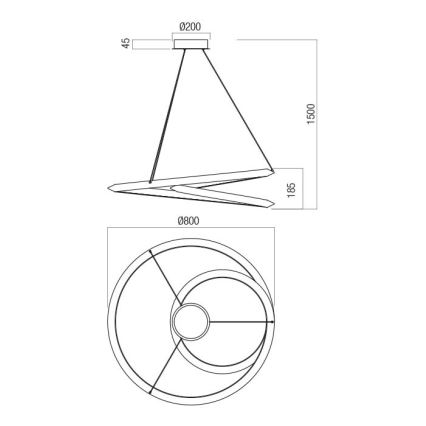 Redo 01-3376 - LED Stmívatelný lustr na lanku STORM LED/60W/230V 3000/4000/6000K CRI 90 pr. 80 cm bílá