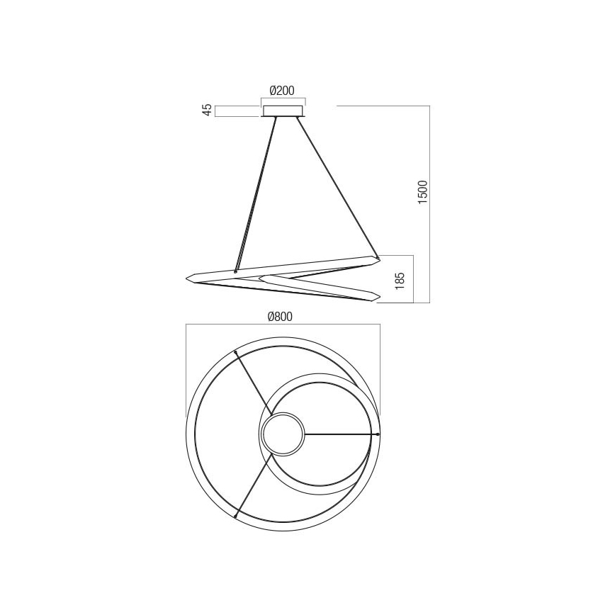 Redo 01-3376 - LED Stmívatelný lustr na lanku STORM LED/60W/230V 3000/4000/6000K CRI 90 pr. 80 cm bílá