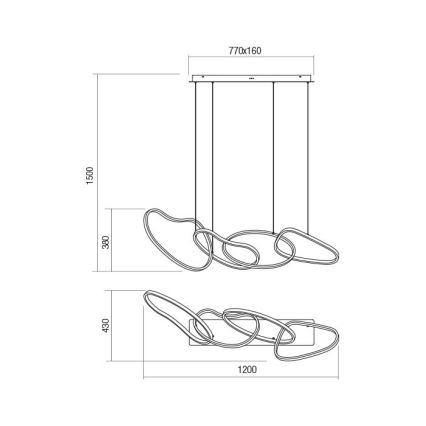 Redo 01-3389 - LED Stmívatelný lustr na lanku BIAS LED/90W/230V 3000/4500/6500K CRI 90 zlatá