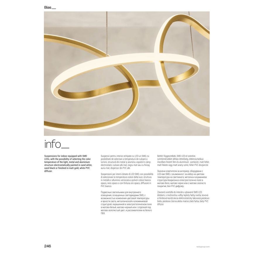 Redo 01-3390 - LED Stmívatelný lustr na lanku BIAS LED/90W/230V 3000/4500/6500K CRI 90 černá