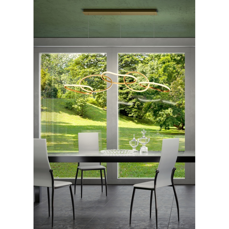 Redo 01-3392 - LED Stmívatelný lustr na lanku BIAS LED/120W/230V 3000/4500/6500K CRI 90 zlatá