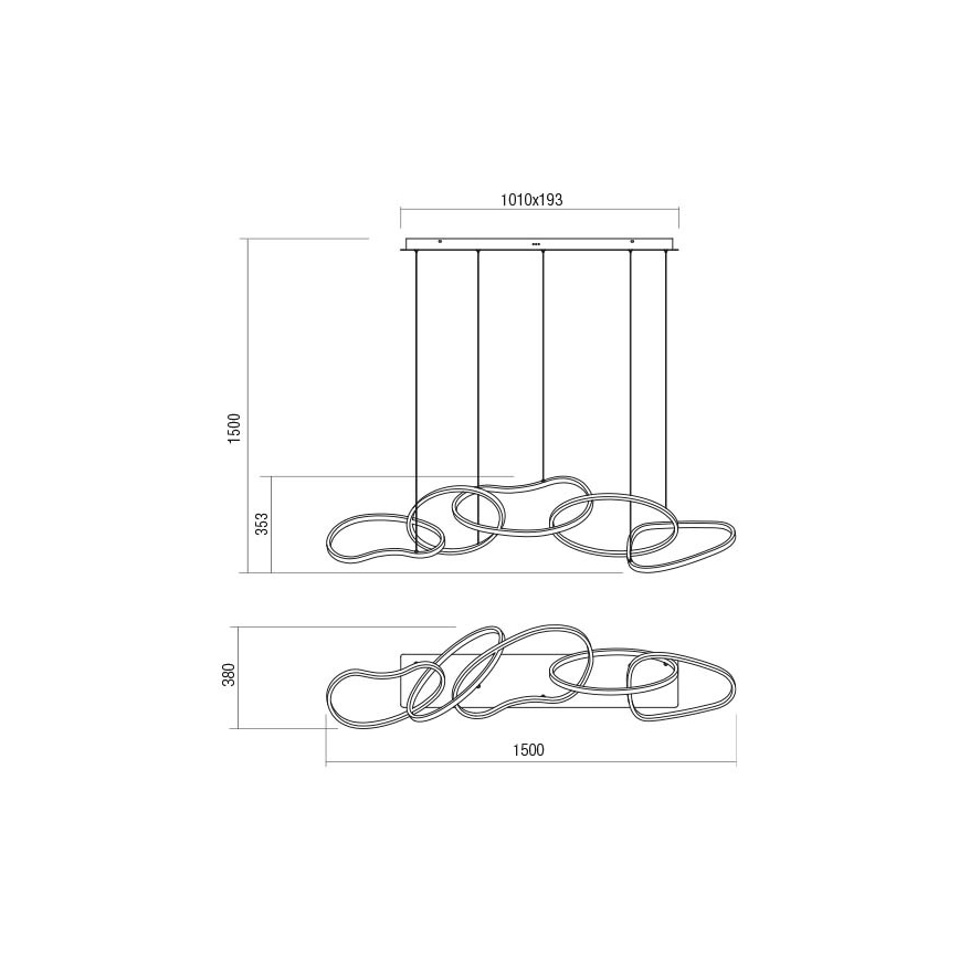 Redo 01-3392 - LED Stmívatelný lustr na lanku BIAS LED/120W/230V 3000/4500/6500K CRI 90 zlatá