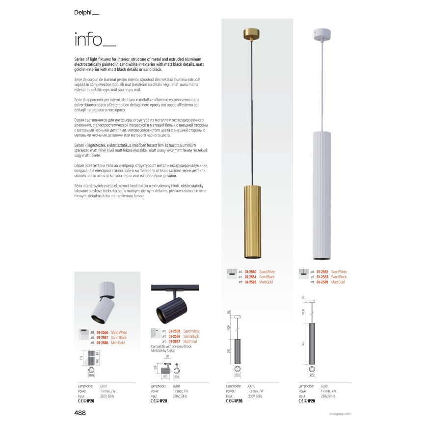 Redo 01-3408 - Bodové svítidlo DELPHI 1xGU10/7W/230V 8,1x8,1 cm zlatá