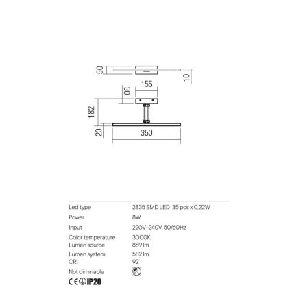 Redo 01-3460 - LED Obrazové svítidlo LINEAR LED/8W/230V 35 cm CRI 92 bílá