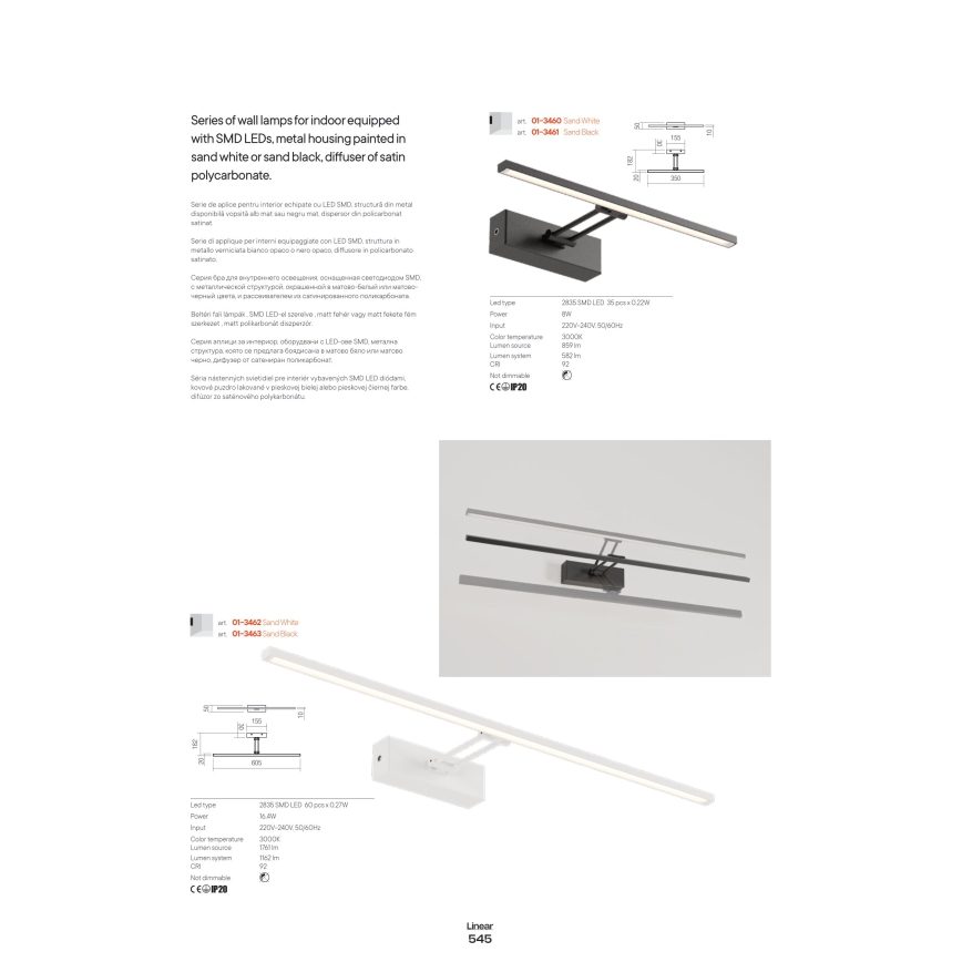 Redo 01-3462 - LED Obrazové svítidlo LINEAR LED/8W/230V 60,5 cm CRI 92 bílá
