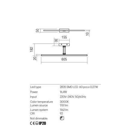 Redo 01-3462 - LED Obrazové svítidlo LINEAR LED/8W/230V 60,5 cm CRI 92 bílá