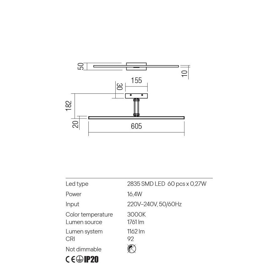 Redo 01-3462 - LED Obrazové svítidlo LINEAR LED/8W/230V 60,5 cm CRI 92 bílá