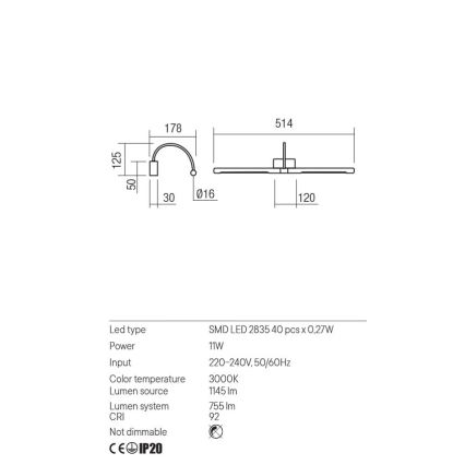 Redo 01-3467 - LED Obrazové svítidlo KENDO LED/11W/230V 51,4 cm CRI 92 černá