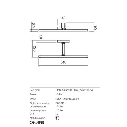 Redo 01-3471 - LED Obrazové svítidlo IKON LED/16,4W/230V 61,5 cm CRI 92 černá