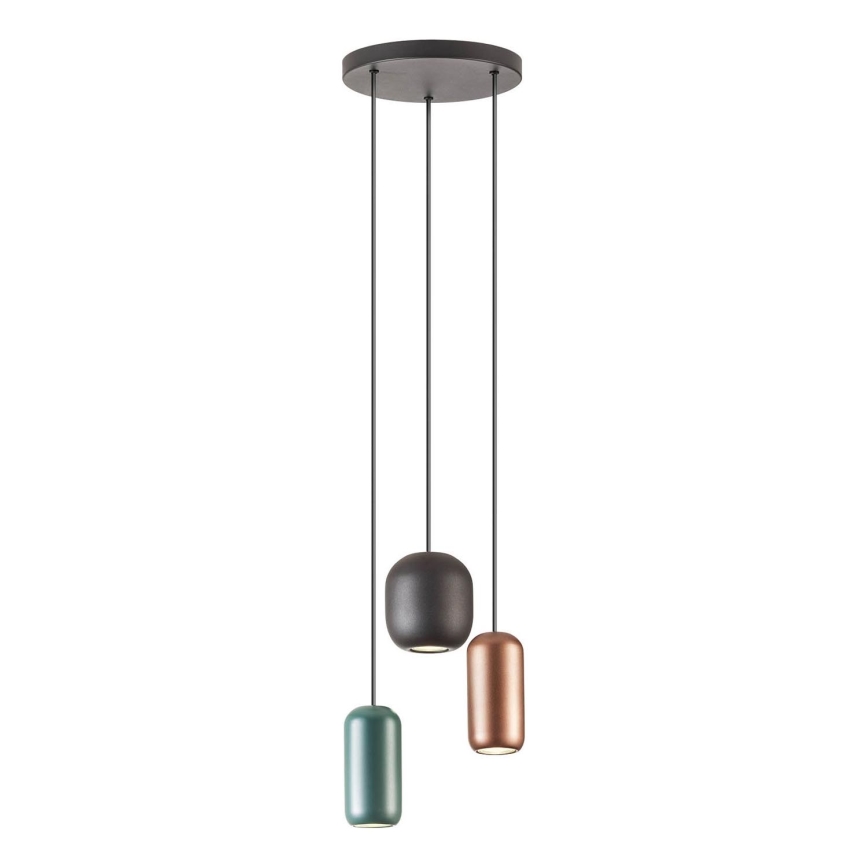 Redo 01-3480 - Lustr na lanku BOOM 3xGU10/10W/230V pr. 33 cm černá/zelená/hnědá