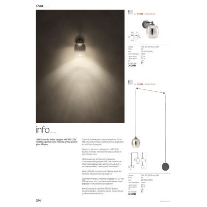 Redo 01-3483 - LED Nástěnná lampa KHADI LED/6W/230V CRI 90 černá/kouřová