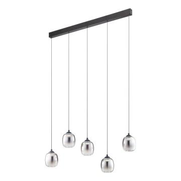 Redo 01-3490 - LED Stmívatelný lustr na lanku KHADI 5xLED/5,2W/230V CRI 90 černá/kouřová