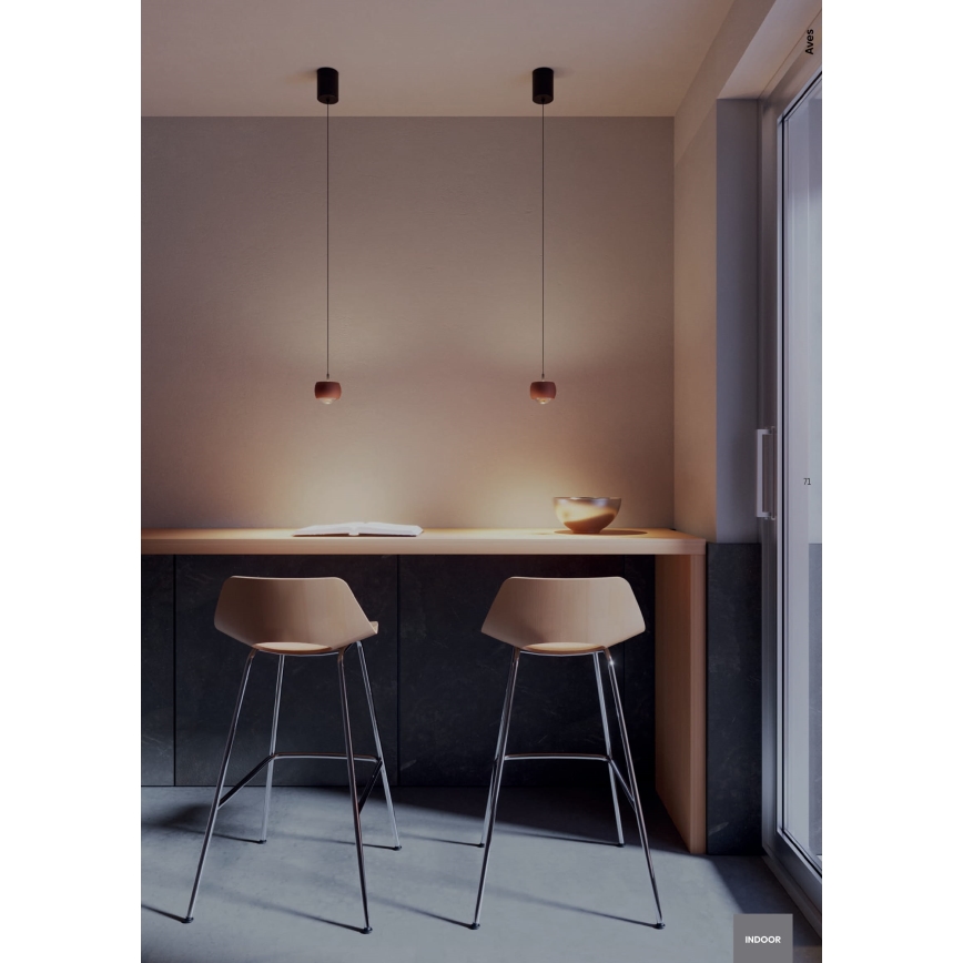 Redo 01-3548 - LED Lustr na lanku AVES LED/12W/230V pr. 9,6 cm CRI 90 měď