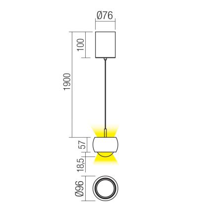 Redo 01-3549 - LED Lustr na lanku AVES LED/12W/230V pr. 9,6 cm CRI 90 šedá