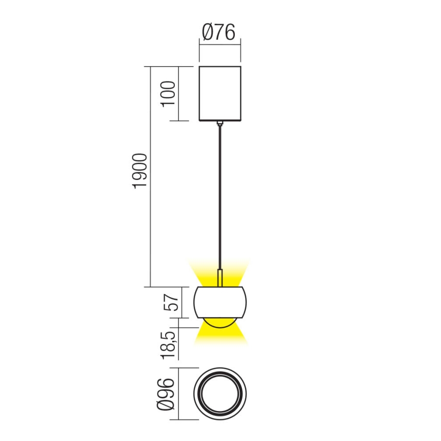 Redo 01-3549 - LED Lustr na lanku AVES LED/12W/230V pr. 9,6 cm CRI 90 šedá