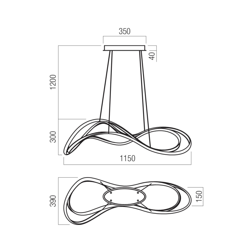 Redo 01-3598 - LED Stmívatelný lustr na lanku TEMPEST LED/58W/230V zlatá
