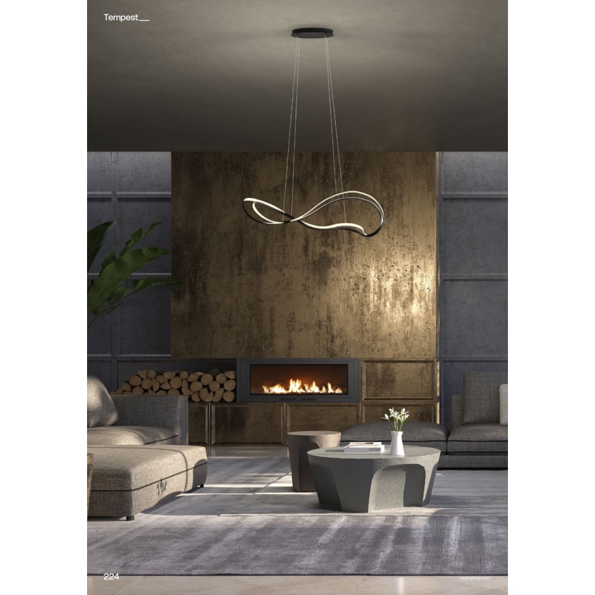 Redo 01-3599 - LED Stmívatelný lustr na lanku TEMPEST LED/58W/230V černá