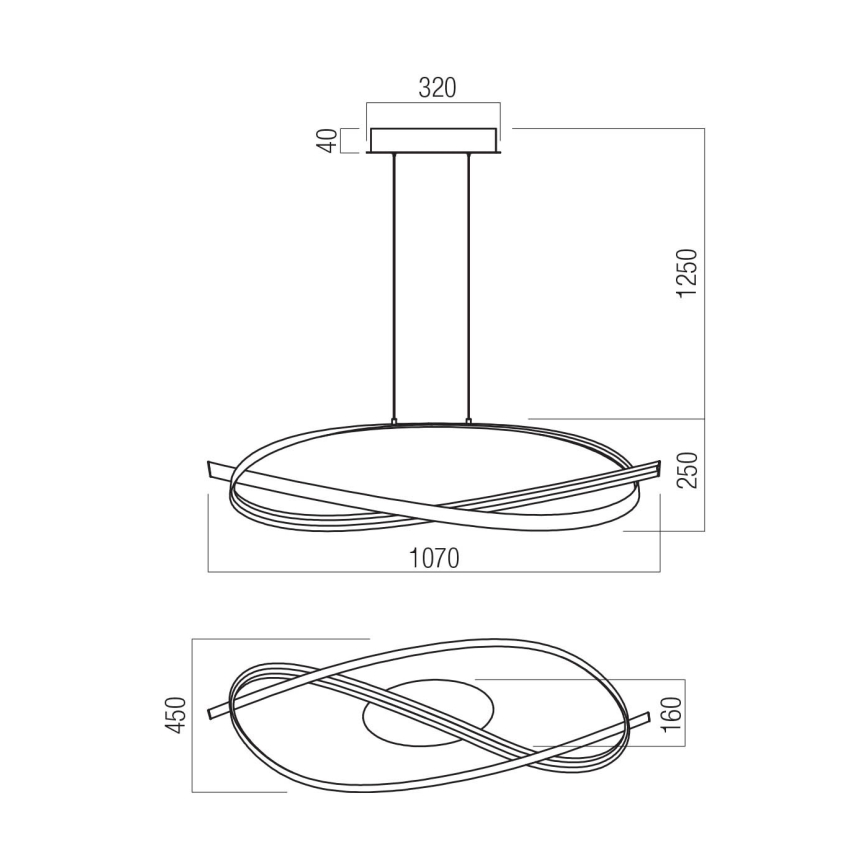 Redo 01-3616 - LED Stmívatelný lustr na lanku IMPULS LED/38W/230V zlatá